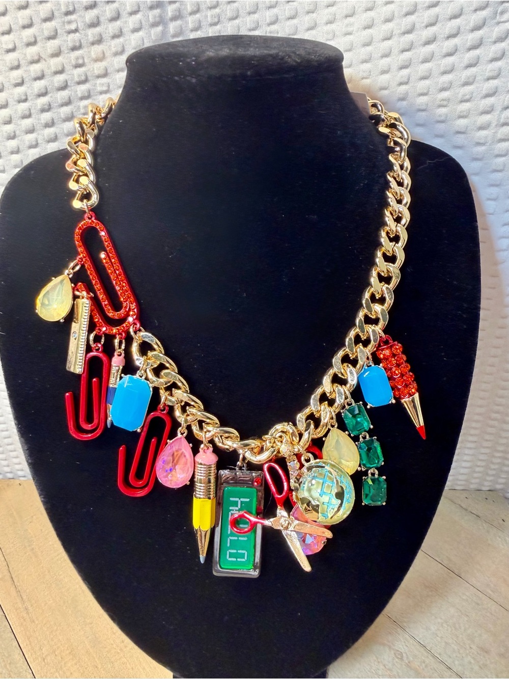 Betsey Johnson Pink & Gold School Charm Earrings Set - Picture 2 of 6